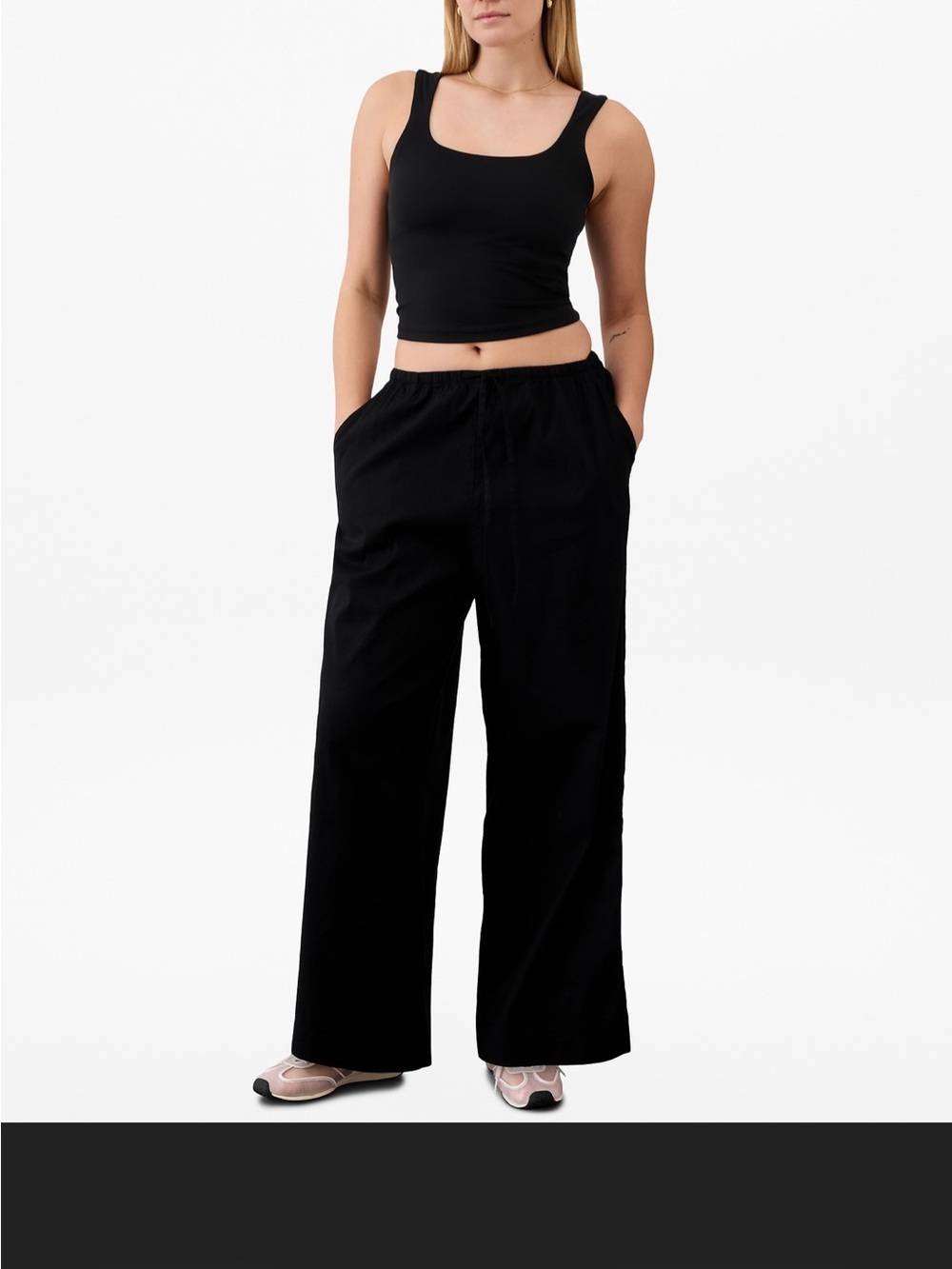 Athleta Black Wide-Leg Drawstring Pants